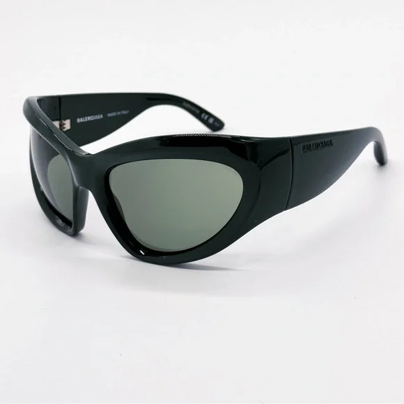 NEW BALENCIAGA BB0228S 002 OVAL GREEN UNISEX SUNGLASSES